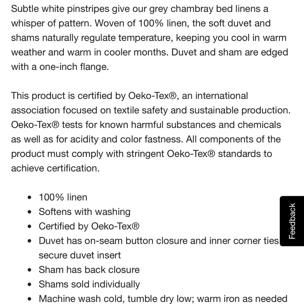 Crate&Barrel grey and white pinstripe standard pillow sham
